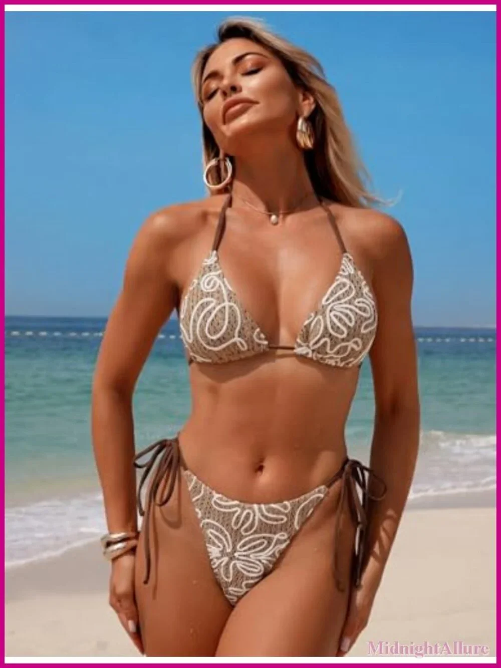 Halter Triangle Bikini Set with Sarong for Women 3 Piece Swimwear